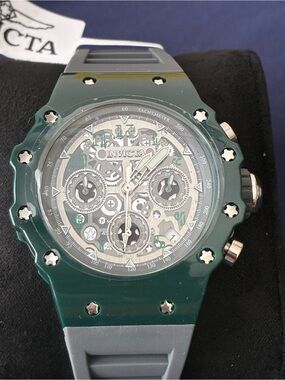 Invicta Green Chronograph Skeleton Dial Sports Watch